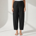Dress Pants Women with Pure Linen Fabric and Slim Cut in Black#colour_black