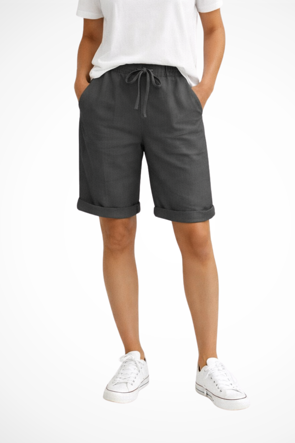 Capri Women Straight Cut | Elastic Waist and Cropped Leg in Black#colour_black
