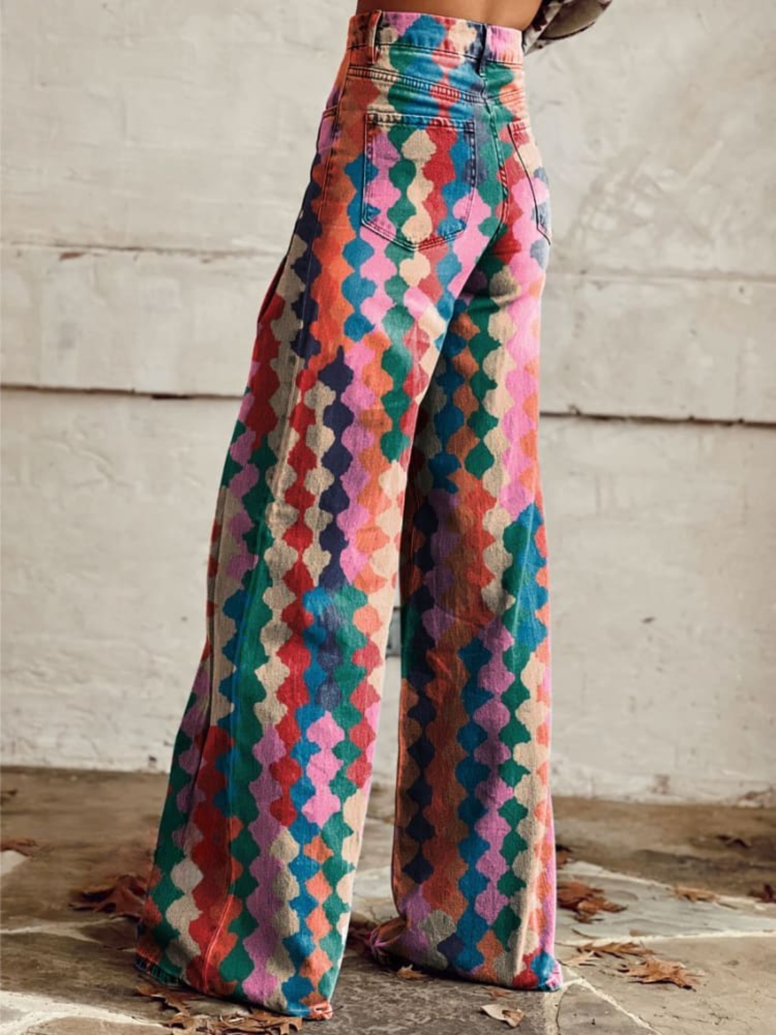 Pinstripe Pants Women with Wide Leg in Multicolour#colour_multicolour