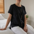 Linen Tops Women in Black#colour_black