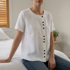 Linen Tops Women in White#colour_white