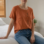 Linen Tops Women in Orange#colour_orange