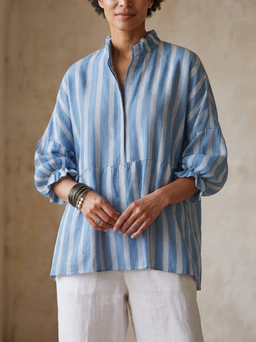 Yellow Top Women in Light Blue#colour_light-blue