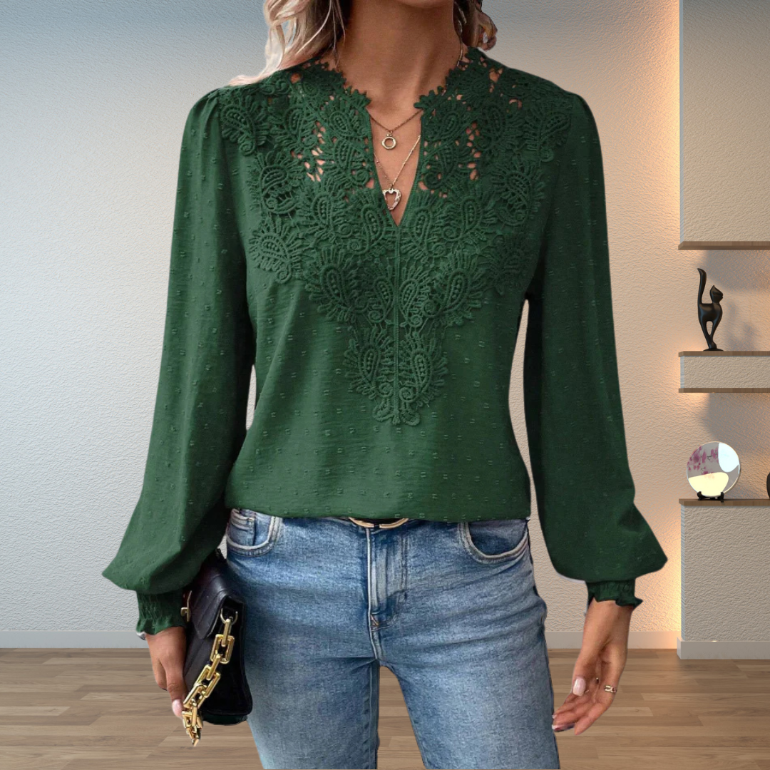 Red Tops Women in Green#colour_green