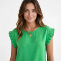 Top Women with Pleated Fall in Green#colour_green