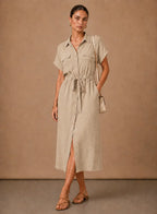 Formal Dresses Women with Slim Cut in Beige#colour_beige
