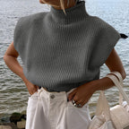 Camisole Tops Women with Knitted Fabric in Grey#colour_grey