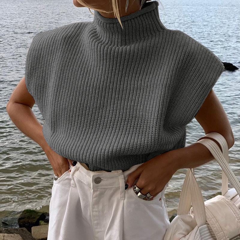 Camisole Tops Women with Knitted Fabric in Grey#colour_grey