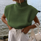 Camisole Tops Women with Knitted Fabric in Green#colour_green
