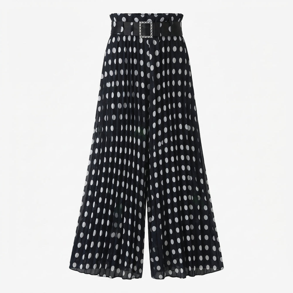 Palazzo Pants Women Polka Dot | Wide Leg and Belted Waist in Polka Dots#colour_polka-dots