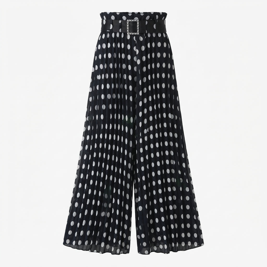 Palazzo Pants Women Polka Dot | Wide Leg and Belted Waist in Polka Dots#colour_polka-dots