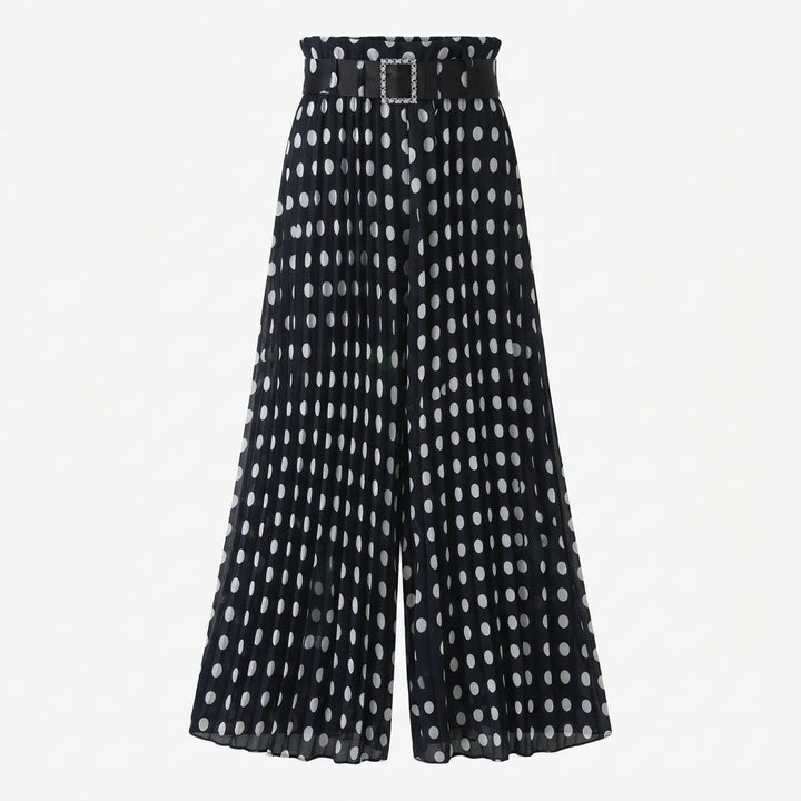 Palazzo Pants Women Polka Dot | Wide Leg and Belted Waist in Polka Dots#colour_polka-dots