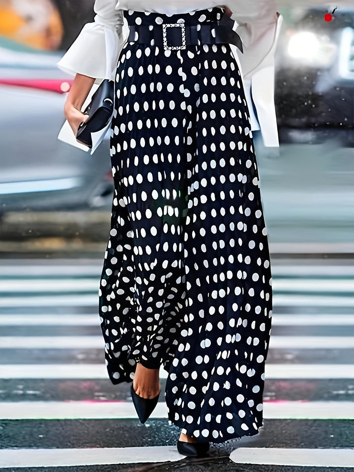 Palazzo Pants Women Polka Dot | Wide Leg and Belted Waist in Polka Dots#colour_polka-dots