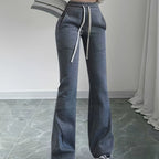 Tailored Pants Women with High Waist and Wide Leg in Grey#colour_grey