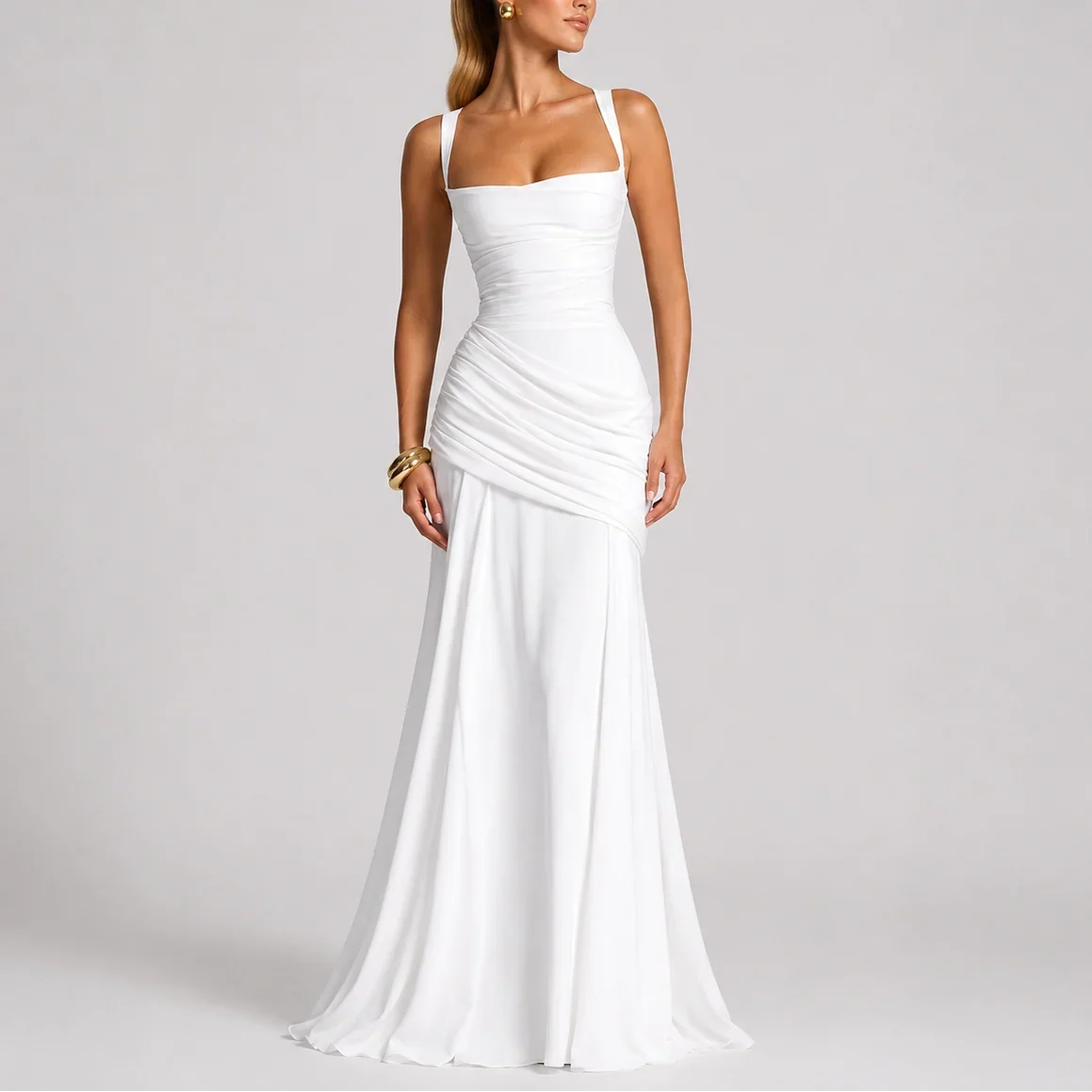 White Dress Women in White#colour_white