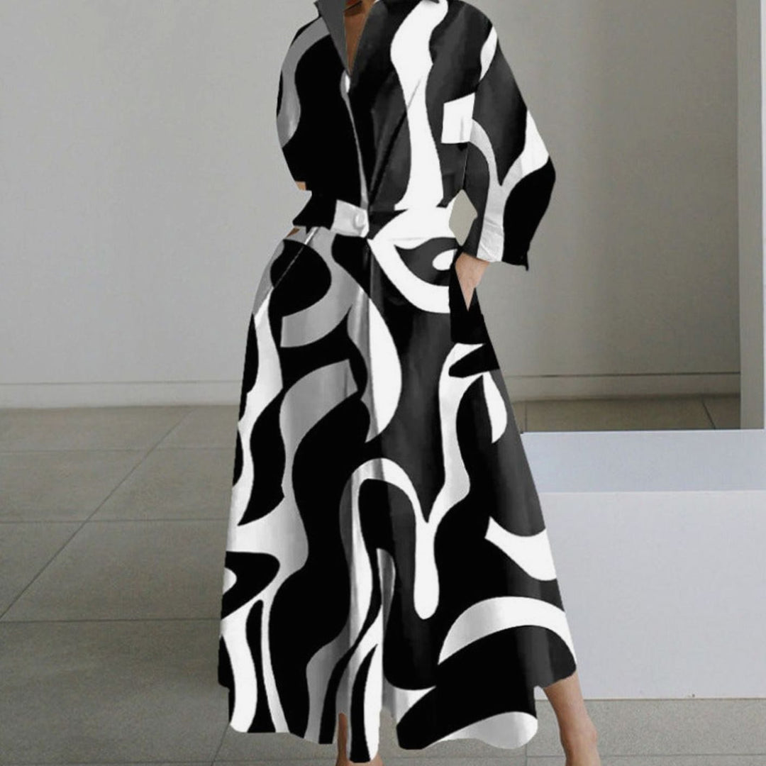 Shirt Dress Women Printed | Collar and Wrap Front in Striped#colour_striped
