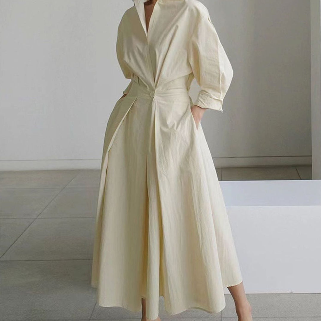 Shirt Dress Women Printed | Collar and Wrap Front in Apricot#colour_apricot