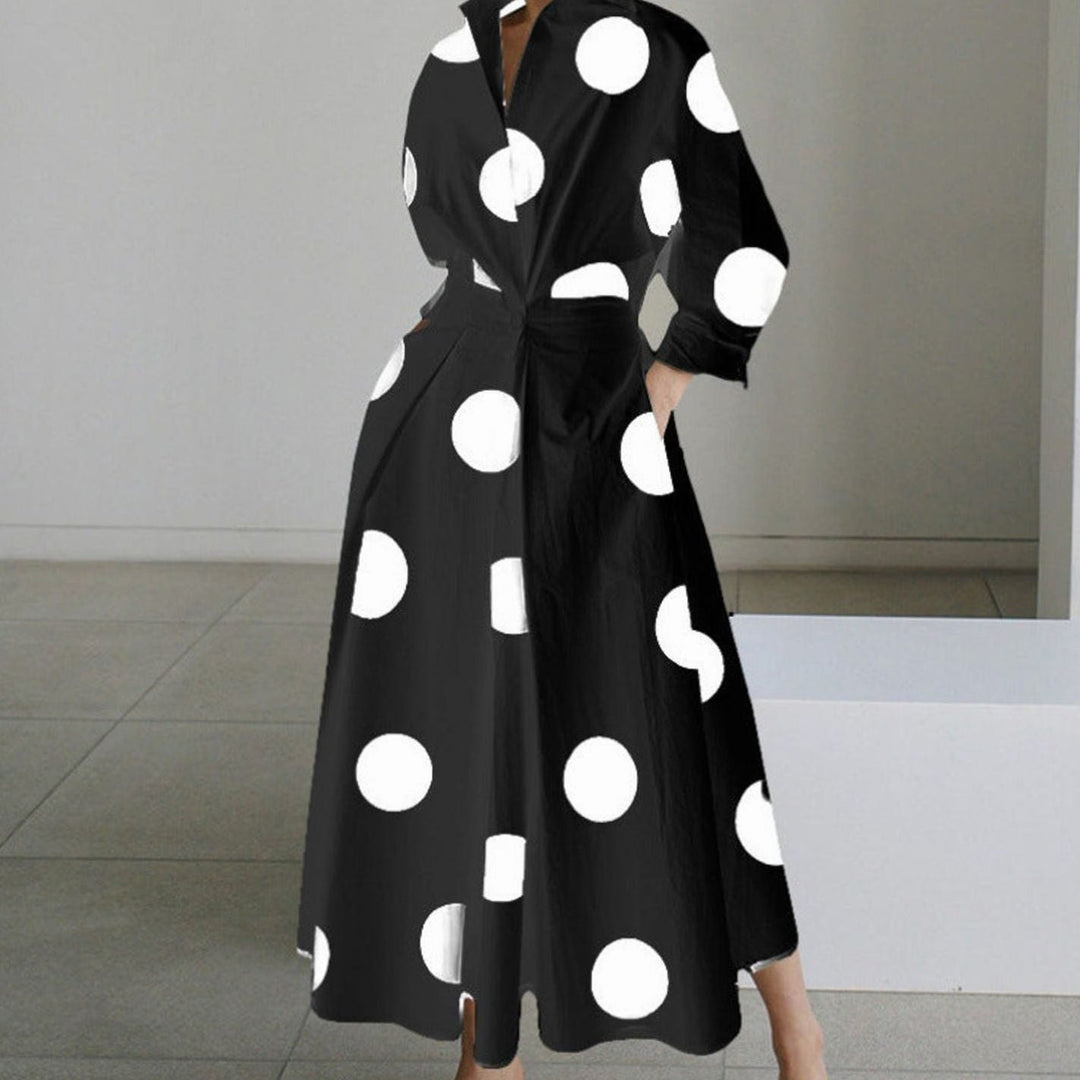 Shirt Dress Women Printed | Collar and Wrap Front in Polka Dots#colour_polka-dots