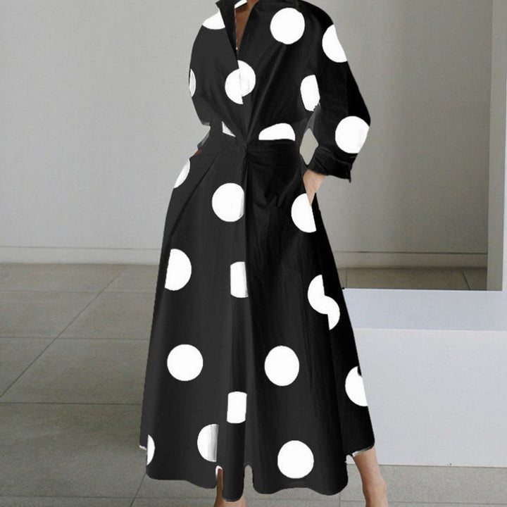 Shirt Dress Women Printed | Collar and Wrap Front in Polka Dots#colour_polka-dots