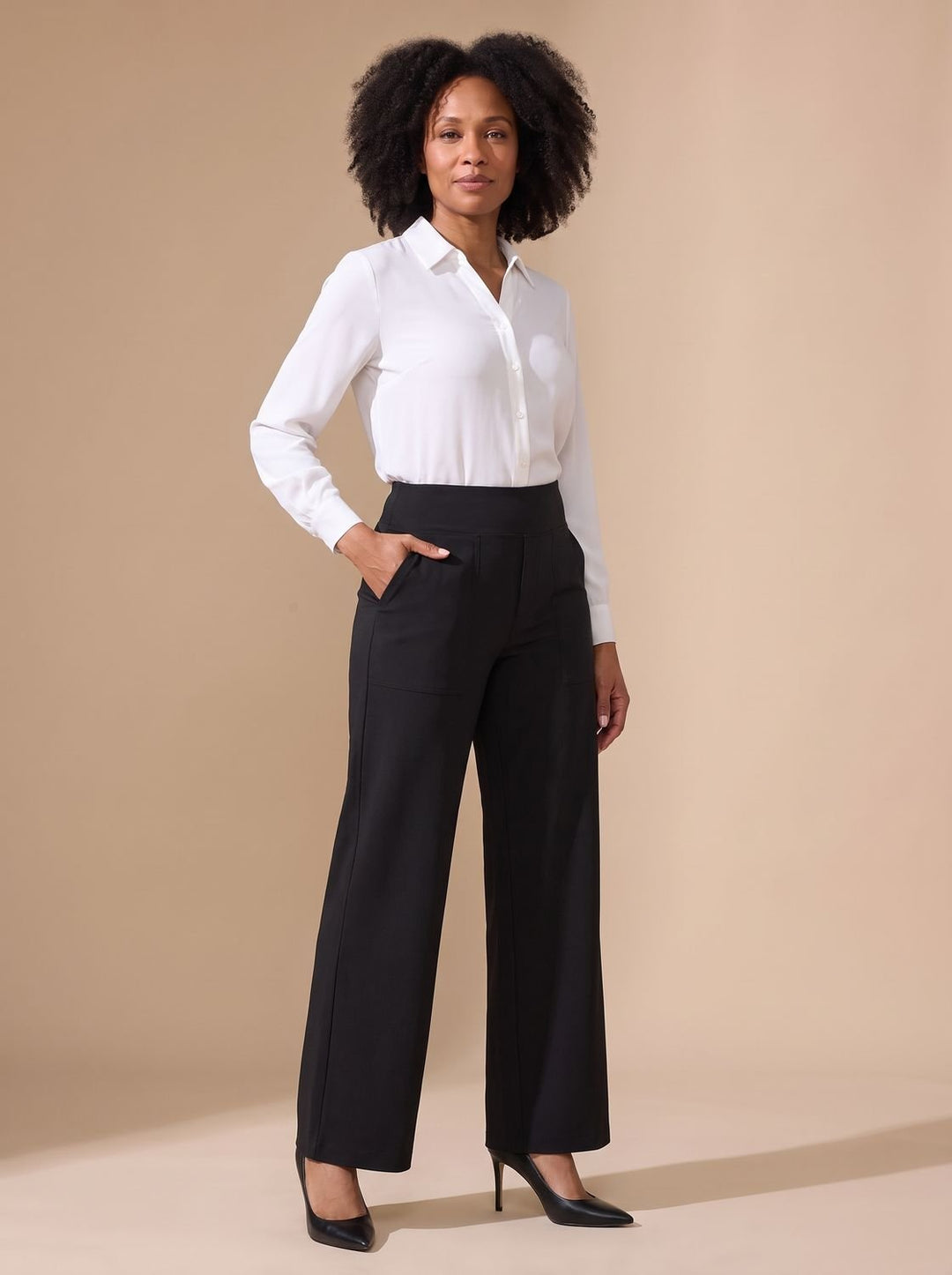 Palazzo Women High Waist | Wide Leg and Side Pockets in Black#colour_black