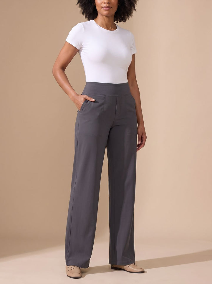 Palazzo Women High Waist | Wide Leg and Side Pockets in Grey#colour_grey