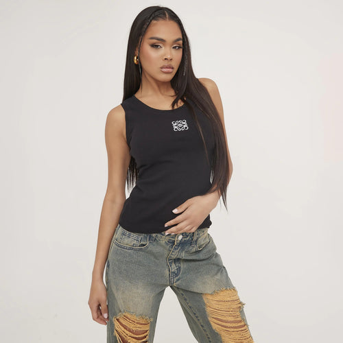 Tank Top Women with Slim Cut in Black#colour_black