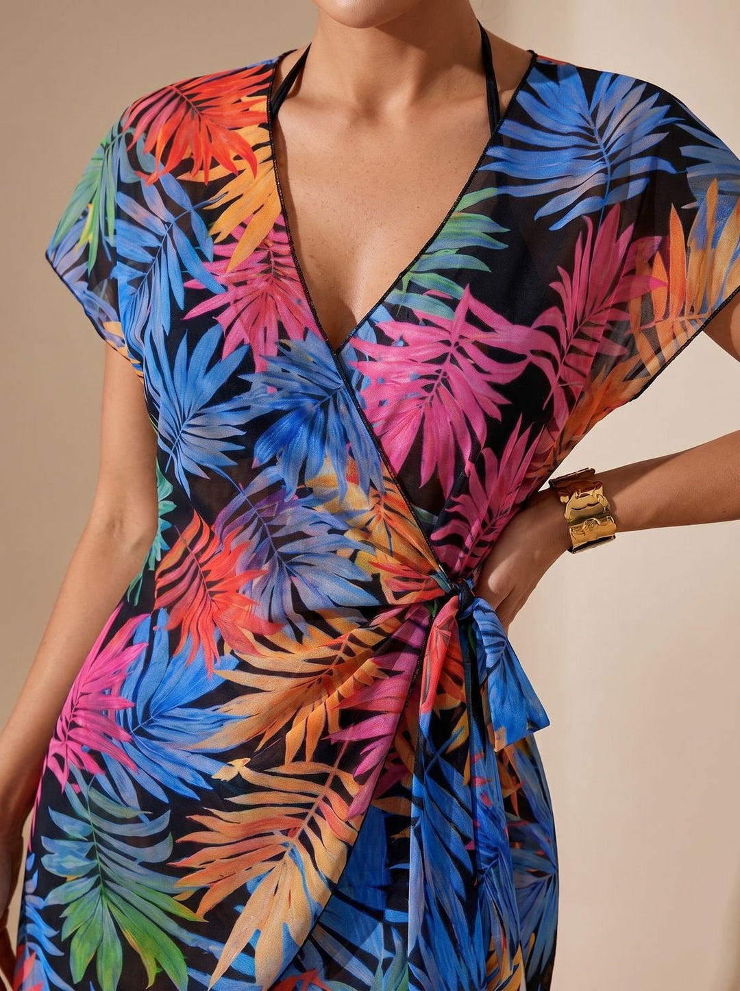 Sarong Women Tie Dye | Wrap Front and Short Sleeves in Blue#colour_blue